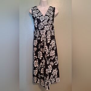 Charter Club Black White Dress Floral Cotton Size 10